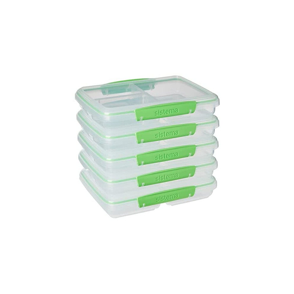 Sistema TO GO Food Storage Containers | Multi Split Meal Prep Boxes | with Dividers & Clips | 820 ml | BPA-Free | 5 Count