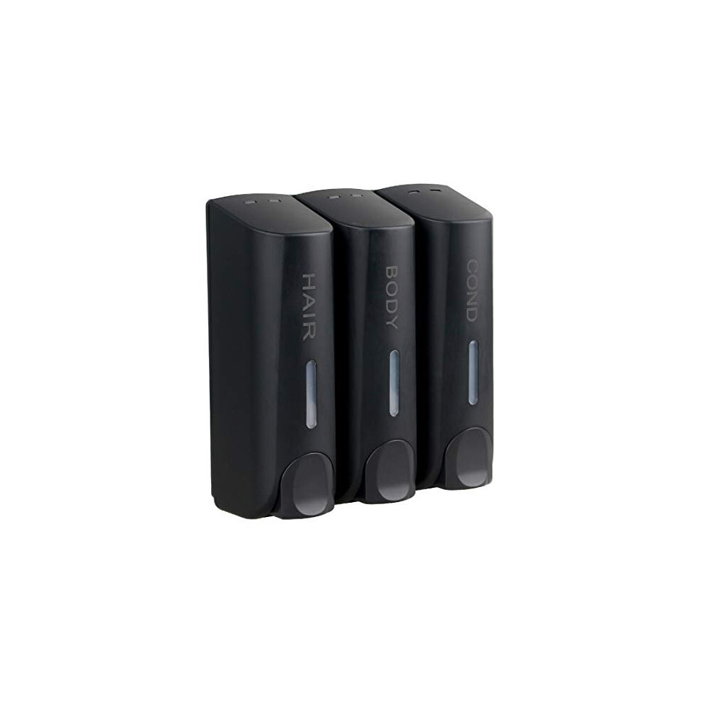 ILIKEPOW 3 Soap Dispenser for Shower Gel Shampoo Conditioner Wall Mount Matt Black