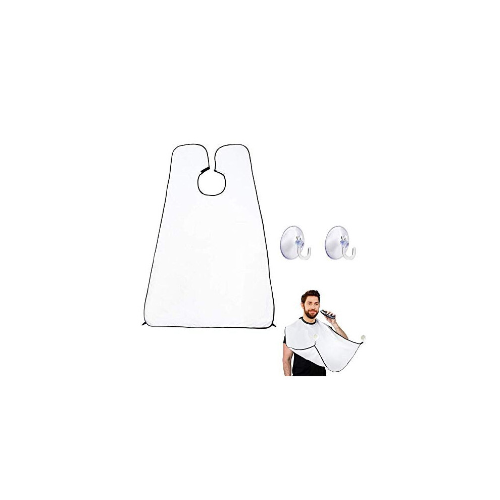 White Nylon Beard Shaving Trimming Bib Apron Cutting Cape Catcher Shaving Cloth with Suction Cups