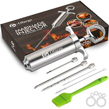 Ofargo Stainless Steel Meat Injector Syringe with 3 Marinade Injector Needles for BBQ Grill Smoker, 2-oz Large Capacity, Including Paper User Man