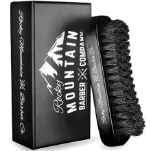 Men's Hair Brush- 100% Pure Black Boar Hair Natural Bristle for Beard Moustache - Firm Military Style with Handmade Wood Handle - No Snags No S