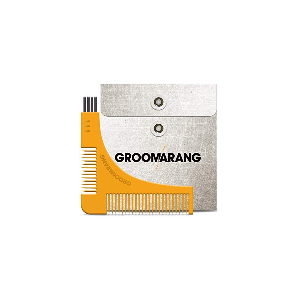 Groomarang Beard Shaper Beard Shaping Tool For Neckline, Cheek Line & Jaw Line - Features Beard Stencil, Double Ended Beard Comb & Brush End
