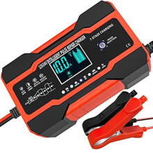 10-Amp Car Battery Charger, 12V and 24V Smart Fully Automatic Battery Charger with Temperature Compensation for Car Truck Motorcycle Marine Lead