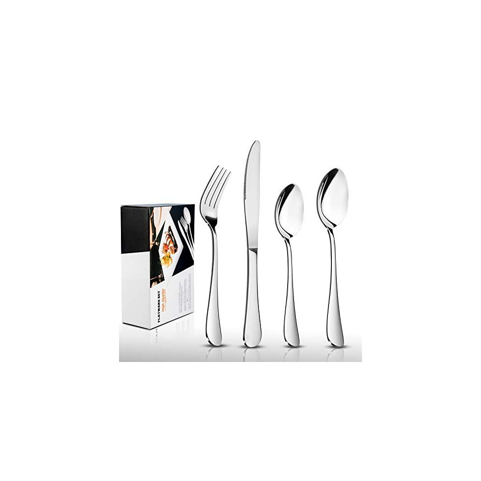 Cutlery Set, 32-Piece HaWare Stainless Steel Flatware Sets, Include Knife/Spoon/Fork, Mirror Polished Dinnerware, Dishwasher Safe - Service for 8 - Pa