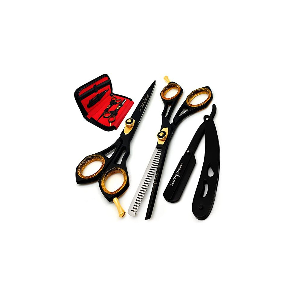 Saaqaans Sqs-01 Professional Hair Cutting Scissors Set - Haircut Scissor For Barber/Hairdresser/Hair Salon + Thinning/Texture Hairdressing Shear