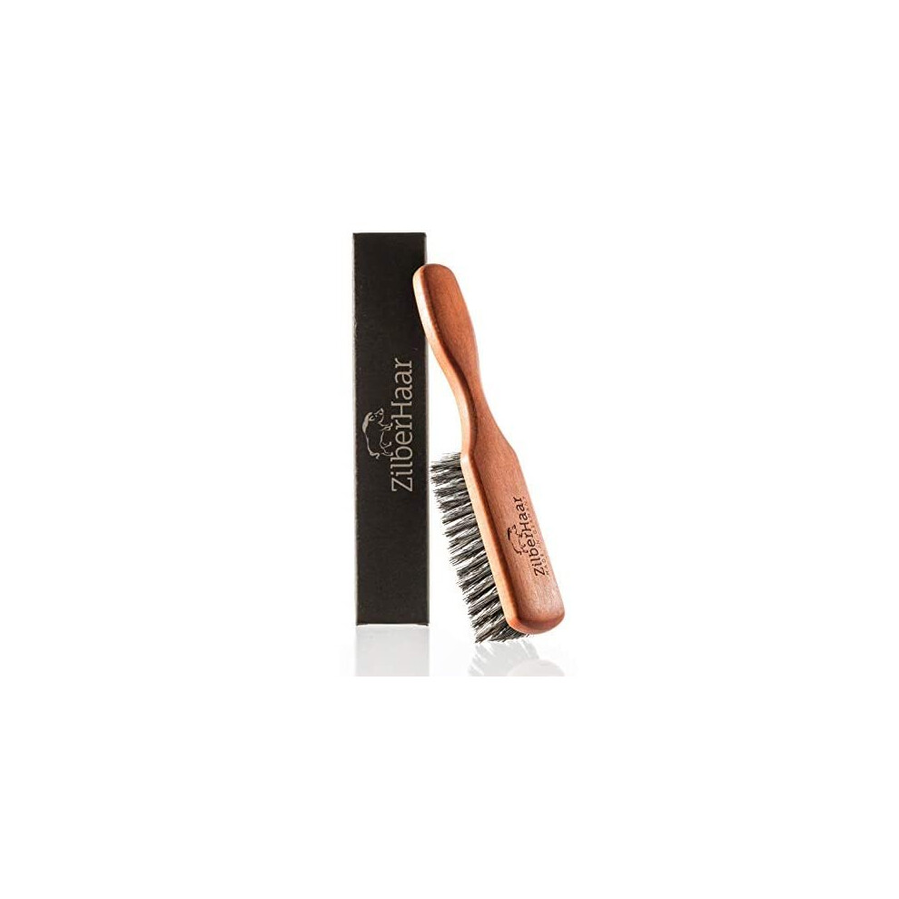Zilberhaar Regular Beard Brush Soft Boar Bristle Beard Brush, Soft Boars Hair Beard Brush For Men Straightens & Promotes Beard Growth, Works