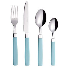 EXZACT Cutlery Set 16pcs Stainless Steel - Coloured Handles - 4 x Forks, 4 x Knives, 4 x Table Spoons, 4 x Tea Spoons - Turquoise