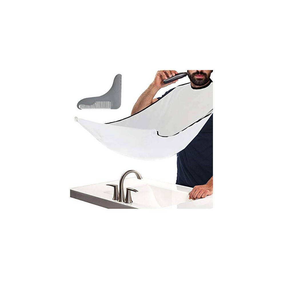 Jt Justime Beard Trimmer Catcher, Beard Shaving Apron Bib Moustache Grooming Kit With Shaping Tool For Men's Trimming Hair Cutting Cape