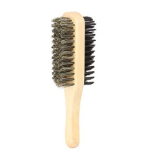 Hard & Soft Hair Brush, Men's Beard Styling Brush, Double-Sided Facial Bristle Hairbrush Male Mustache Brushs Natural Wood Handle Hair Scrub Shav