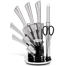NETTA 8-Piece Stainless Steel Knife Set with Transparent Rotating Knife Block - Ergonomic Handles and Sharp Precision
