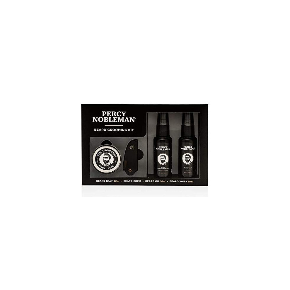 Percy Nobleman Beard Grooming Kit. A Men's Gift Set Containing a Signature Scented Beard Oil 50ml. Beard Wash 50ml. Beard Balm 20ml. Beard Comb.