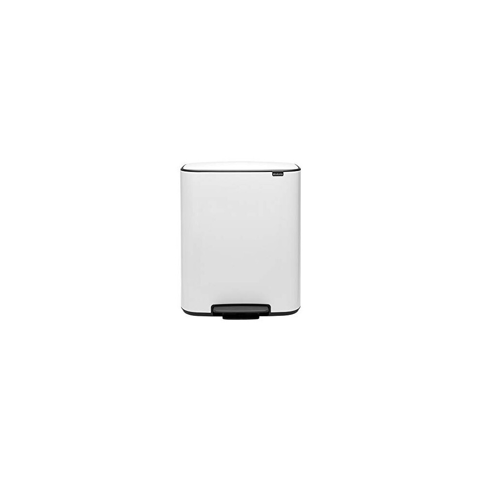 Brabantia Recycling Pedal Bin, Steel, White, Large (2x30L)