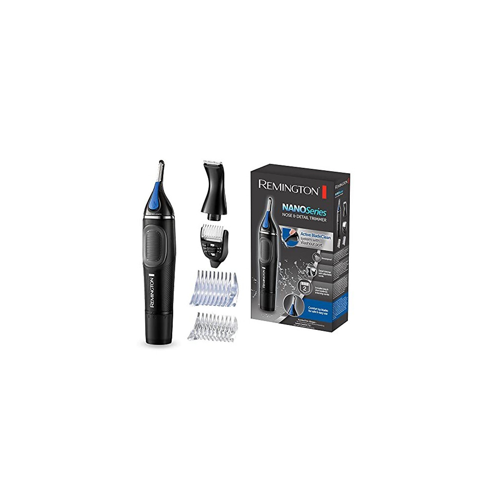Remington Black Hygiene Clipper Lithium Nanoseries Ne3870 Nose Ear Eyebrow Hair Trimmer With Detail Trimmer Attachment