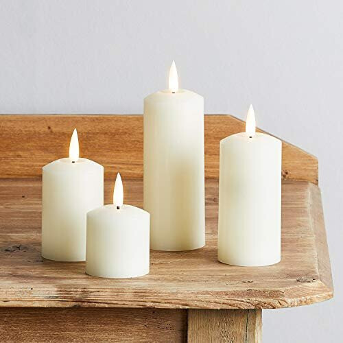 Lights4fun Set Of 4 TruGlow Battery LED Flameless Skinny Pillar Candles ...