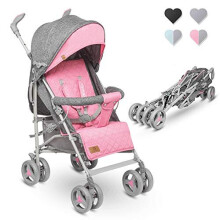 Lionelo Irma Folding Pushchair with Backrest Adjustment, 6 Inch Wheels, Pink