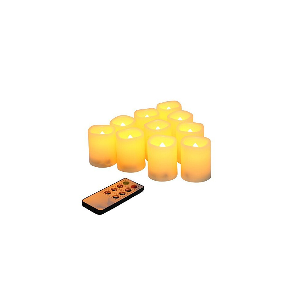 Led Flickering Flameless Votive Tea Lights Candles With Remote Control Battery Operated Set Of 10 / Electric Outdoor Tealights Timer Candle For C
