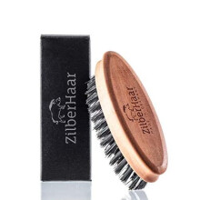 ZilberHaar Pocket Beard Brush - Small Soft Boar Bristle Beard Brush for Men - Travel Size Mens Beard Brush - Straightens & Promotes Beard Growth,