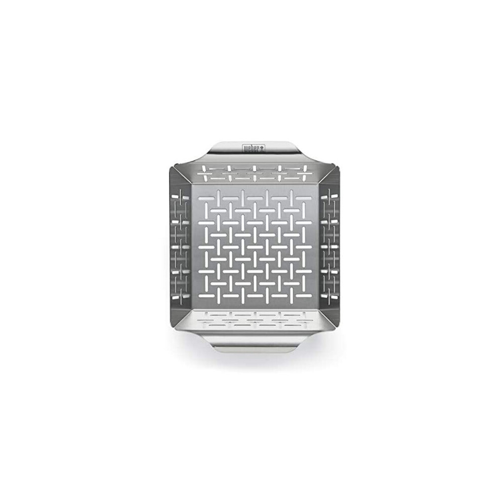 Weber Deluxe Grilling Basket, Small, stainless steel with high sides, Mixed, 6.4 cm x 23.9 cm x 19.1 cm