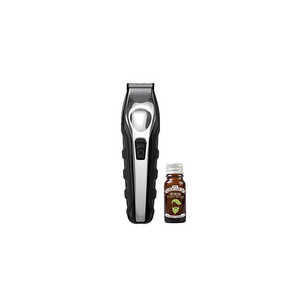 Wahl Beard Trimmer Total Beard Hair Trimmer with Beard Oil, Stubble Trimmer, Male Grooming Set, Washable Head