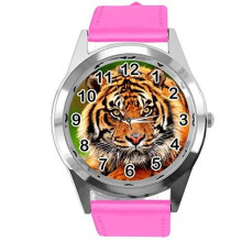 TAPORT HOT Pink Leather Round Watch for Tiger Fans