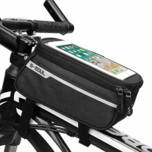 (Black) Bicycle Bike Bag Frame Pannier Cross Bar Top Tube Waterproof Mobile Phone Holder