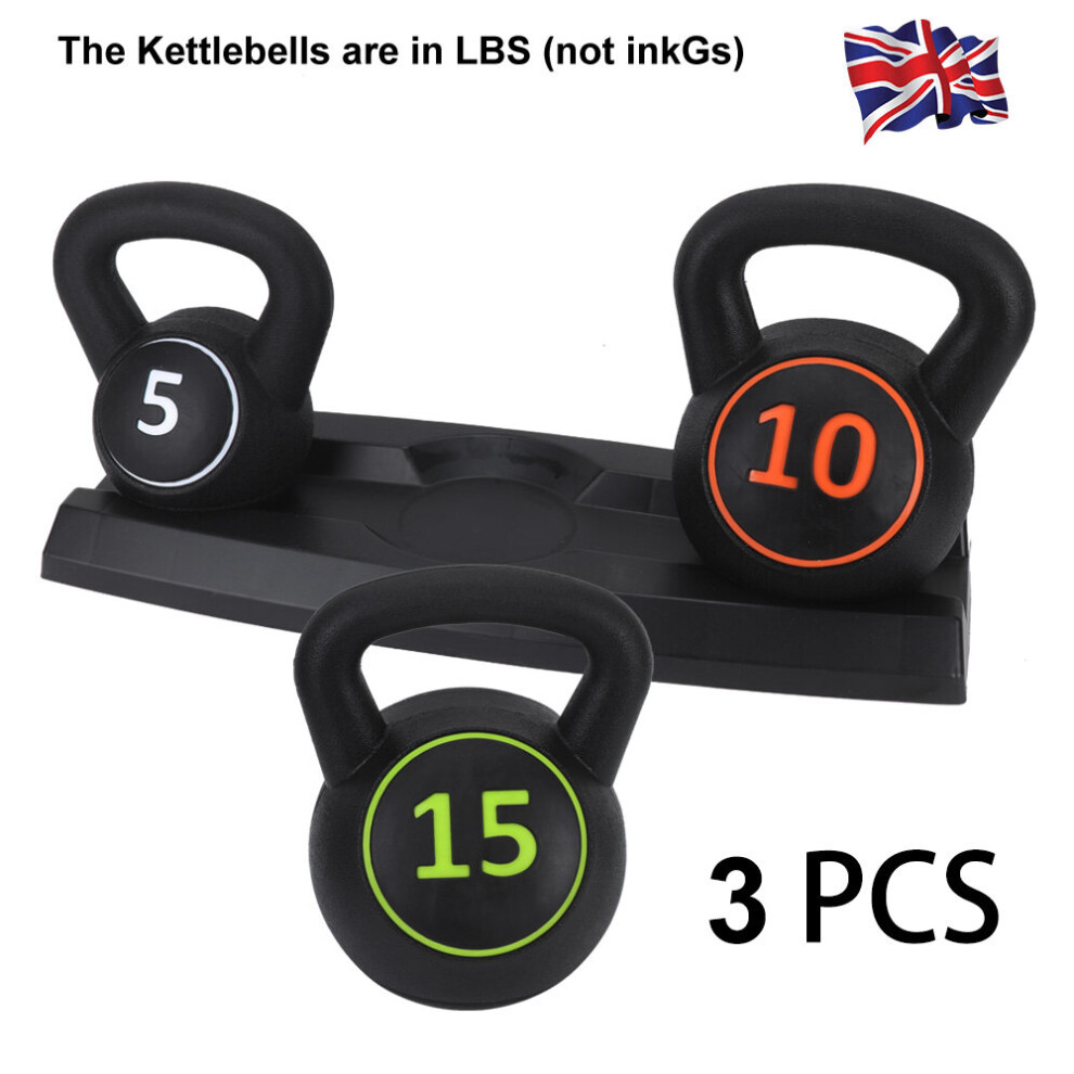 3PCS Kettlebell Set Kettlebells Weight+Rack Stand