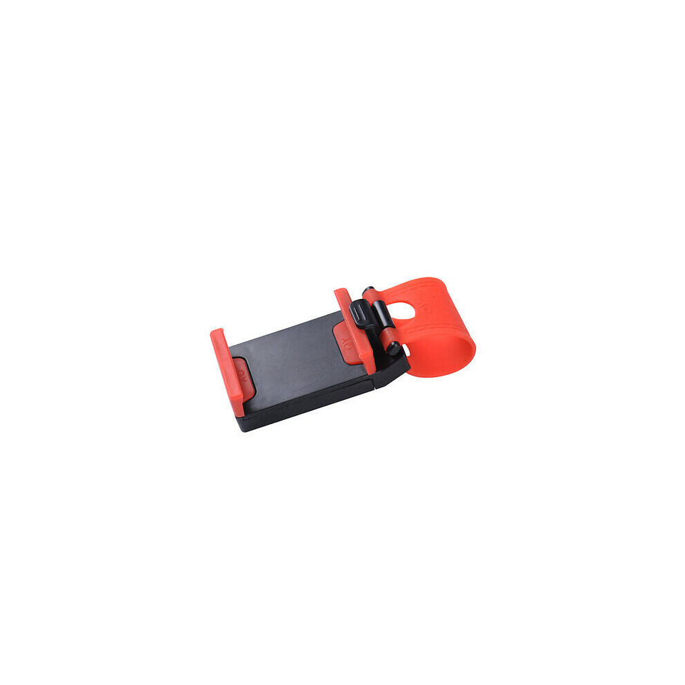 (Red) Universal Car Steering Wheel Clip Mount Holder Cradle Stand For Mobilephone Gps Red 691735870763