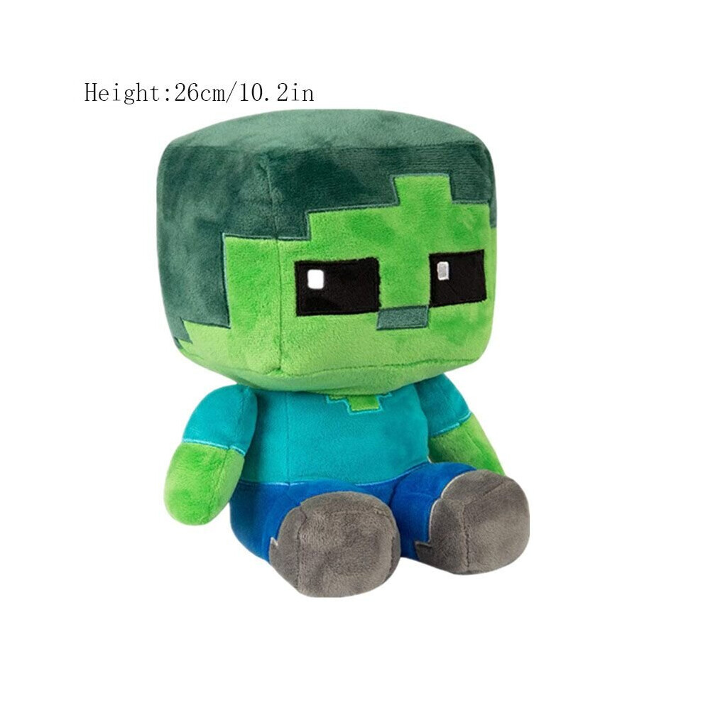 (Zombie, 26cm/10.2in) Minecraft Plush Toy Creeper Enderman Pixel Doll-image-OPC-P8P27FC-NEW