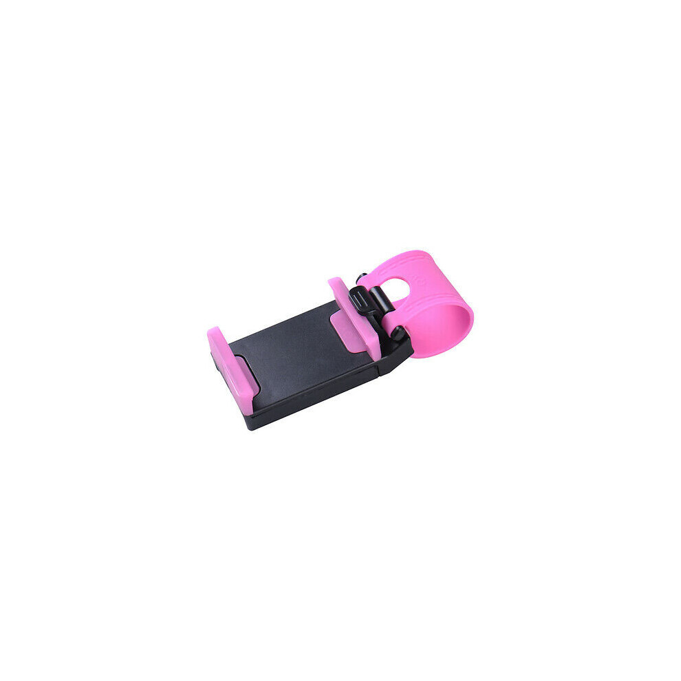 (Rose) Universal Car Steering Wheel Clip Mount Holder Cradle Stand For Mobilephone Gps 699972293406