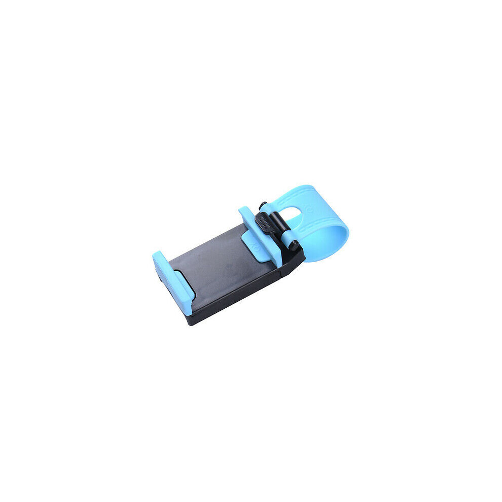 (Blue) Universal Car Steering Wheel Clip Mount Holder Cradle Stand For Mobilephone Gps Blue 697424843087