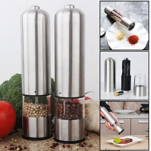 2X Electric Salt Pepper Grinder Set Shaker Mills Adjustable Coarseness 2