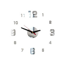 (Silver) 3D DIY Acrylic Simple Digital Wall Clock Creative Home Living Room Decoration