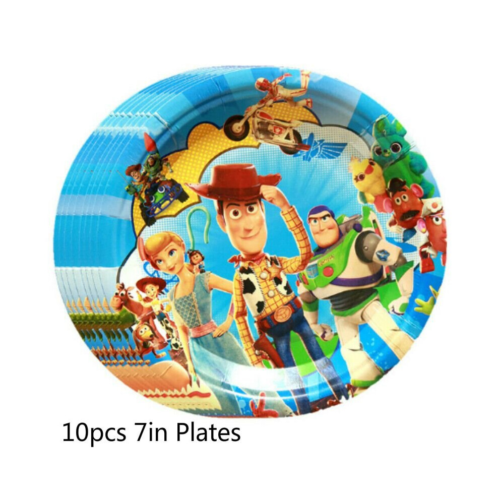 (10pcs-7in Plates) TOY STORY THEME BUZZ WOODY BO PEEP Birthday Party Supplies Plates Cups Banner