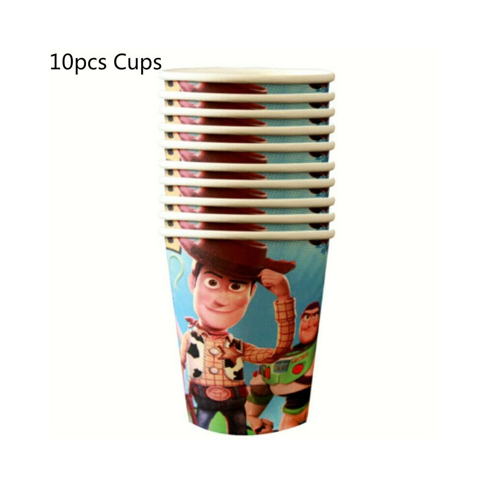 (10pcs-Cups) TOY STORY THEME BUZZ WOODY BO PEEP Birthday Party Supplies Plates Cups Banner