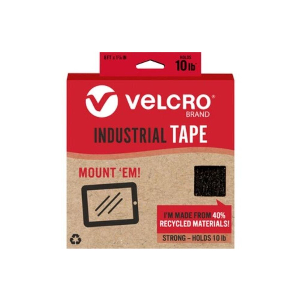 cloth hook and eye VEK30190 8 x 1.875 in. Industrial Adhesive Backed Tape, Black