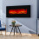 Living And Home Modern 50 inch Wall Mounted Electric Fire Black Flat Glass with Remote Control 2