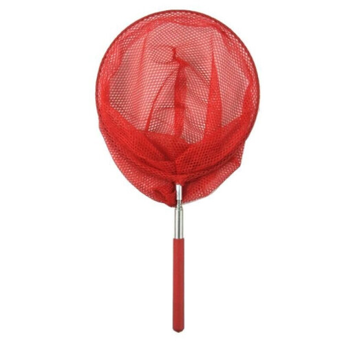 (Red) Kids Extendable Telescopic Handle Fishing Bug Butterfly Catching Bugs Mesh Net