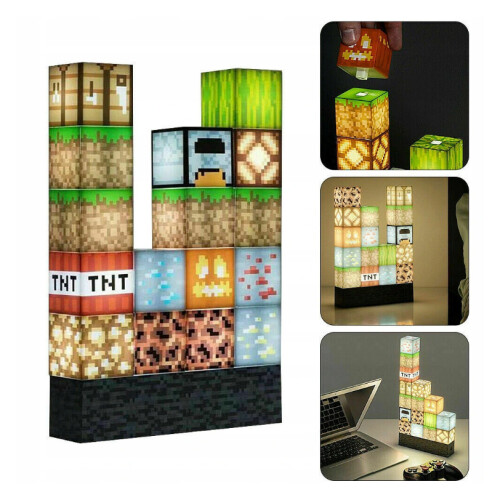 Minecraft Night Light Lamp USB Power Decor DIY Building Block Gift