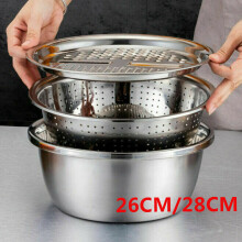 (26CM) 3pcMultifunctional Stainless Steel Basin Household