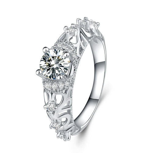 (white gold, 8) Fashion Women Luxury Engagement Wedding Rings for Lady Crystal Jewelry Accessories Gifts