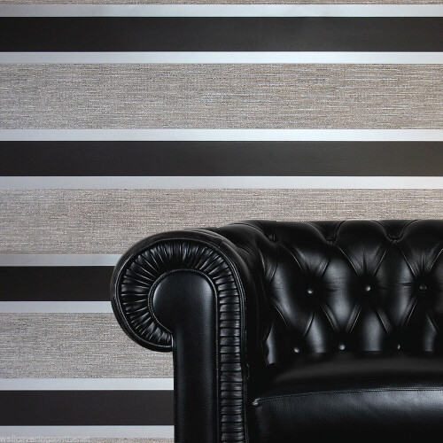 (Black/Silver) Stripe Wallpaper Direct Wallpapers 1