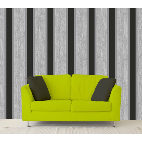 (Black/Silver) Stripe Wallpaper Direct Wallpapers 2