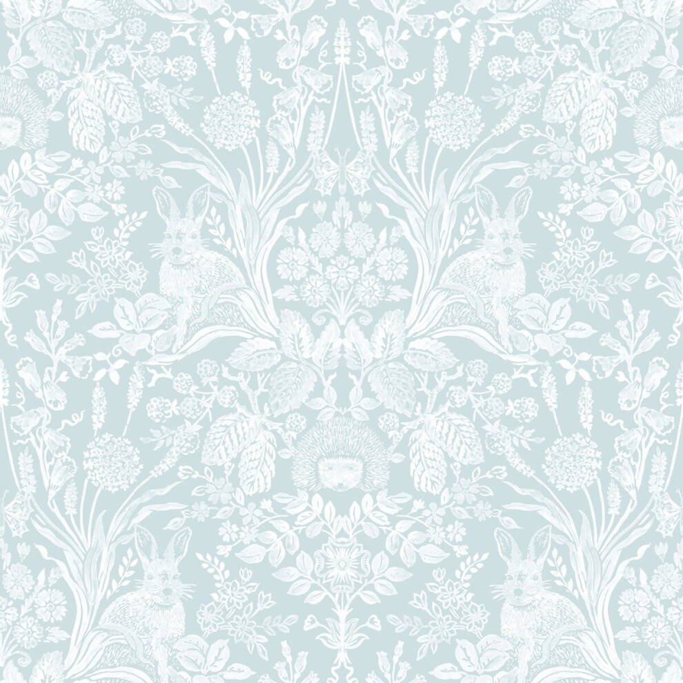 Harlen Woodland Damask Wallpaper Duck Egg World of Wallpaper 50341