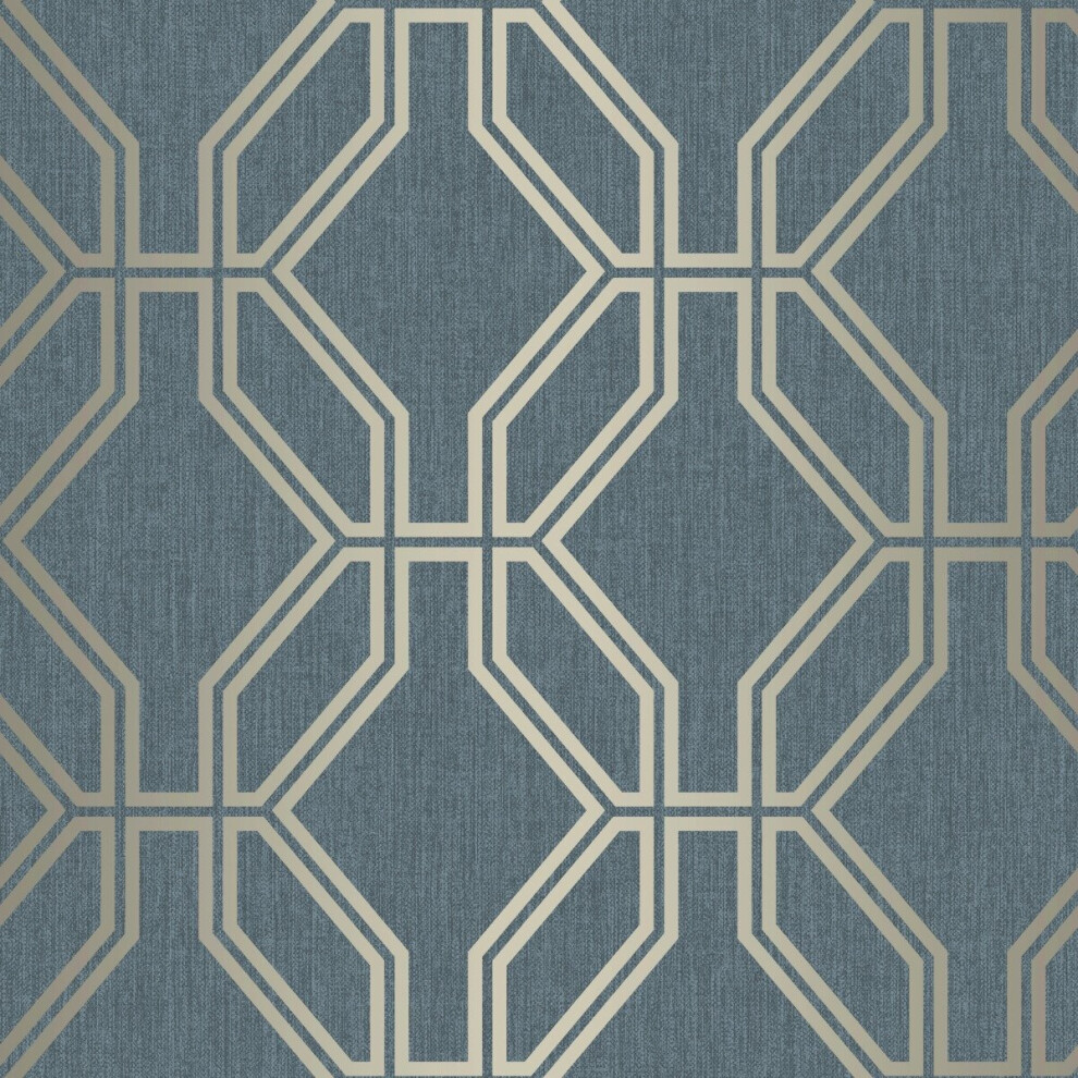 Highgrove Trellis Duplex Wallpaper Navy / Gold Rasch 275260