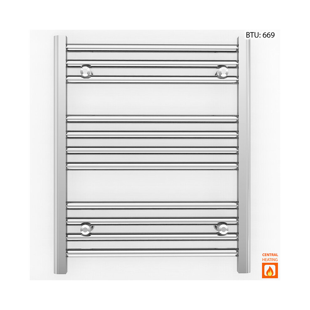 (500 X 600 (Btu: 669), Trv Chrome Angled Valves) 500Mm Wide Chrome Towel Rail Radiator With Valves 9028009409427