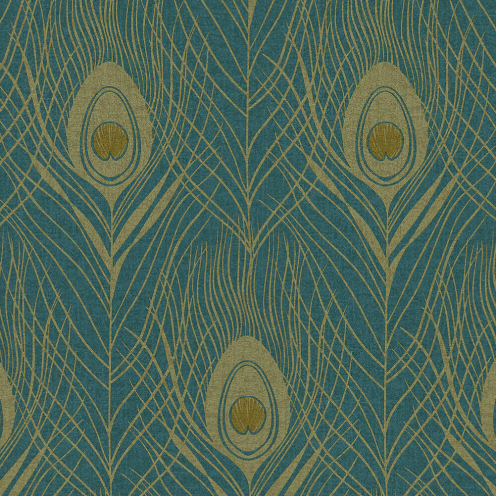 Absolutely Chic Peacock Feather Wallpaper Blue AS Creation AS369712