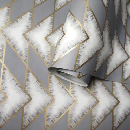(Grey) Teton Geometric Wallpaper Holden 2