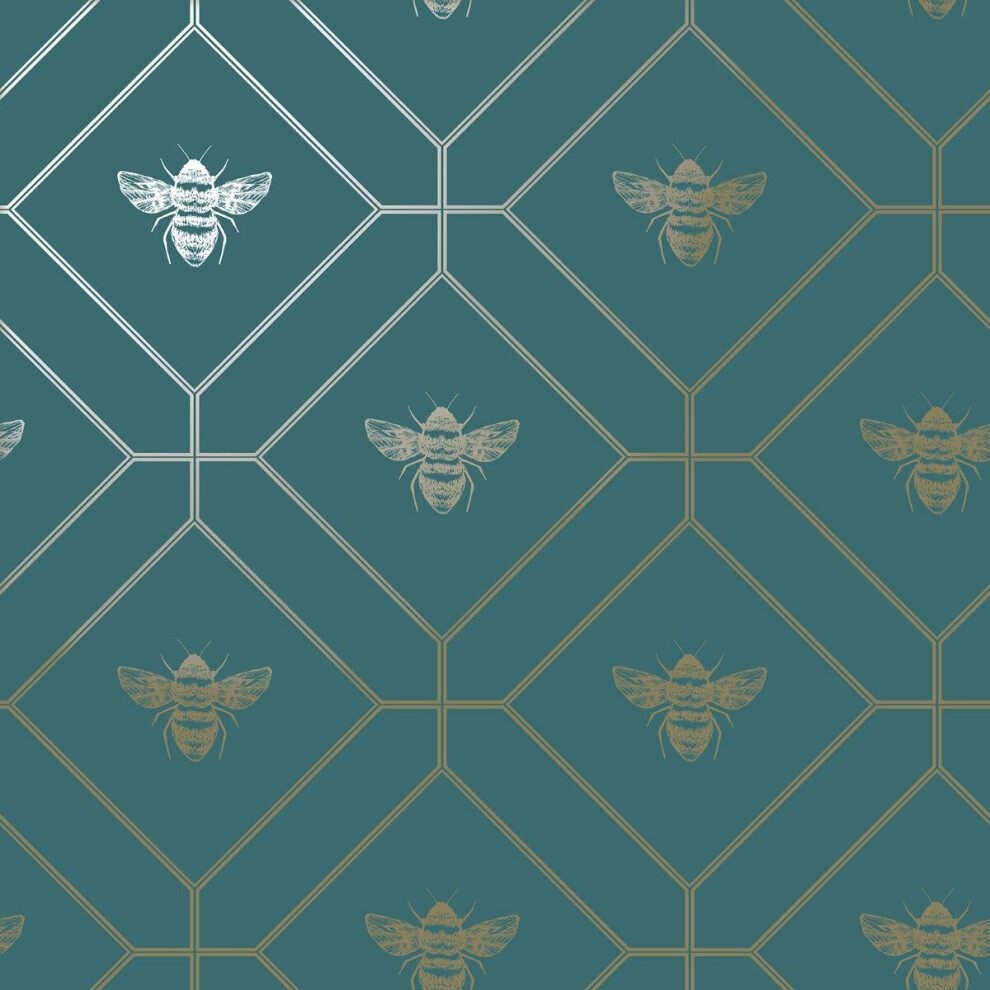 Honeycomb Bee Wallpaper Teal World Of Wallpaper 50400