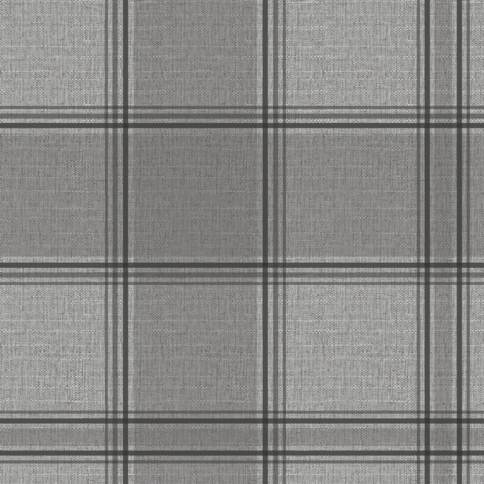 Belgravia Decor Giorgio Check Gunmetal/Silver Wallpaper 10m x 53cm - Grey Vinyl Heavyweight - Image 4