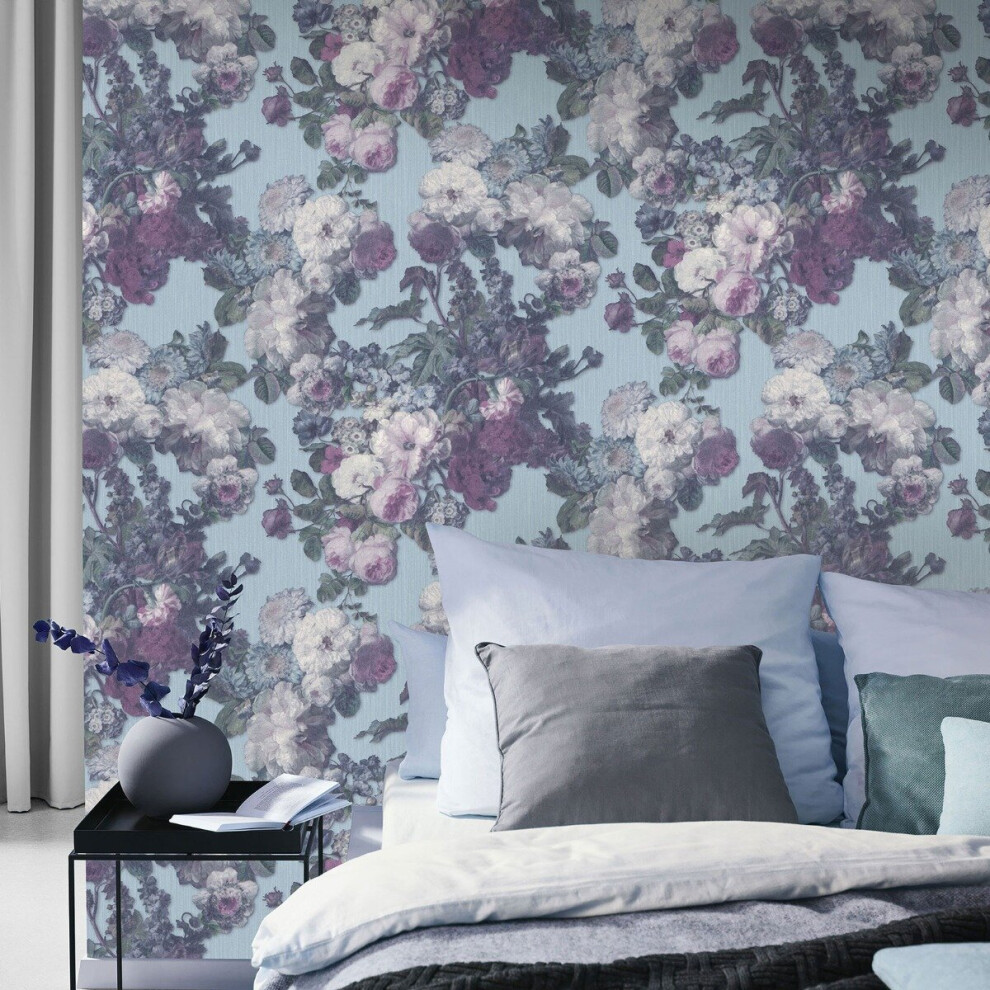 Photos - Wallpaper ELLE Decoration Floral Baroque  Teal Pink Green 1015318 